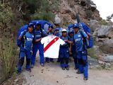 Notre équipe supportant l'équipe de foot, Chemin Inca